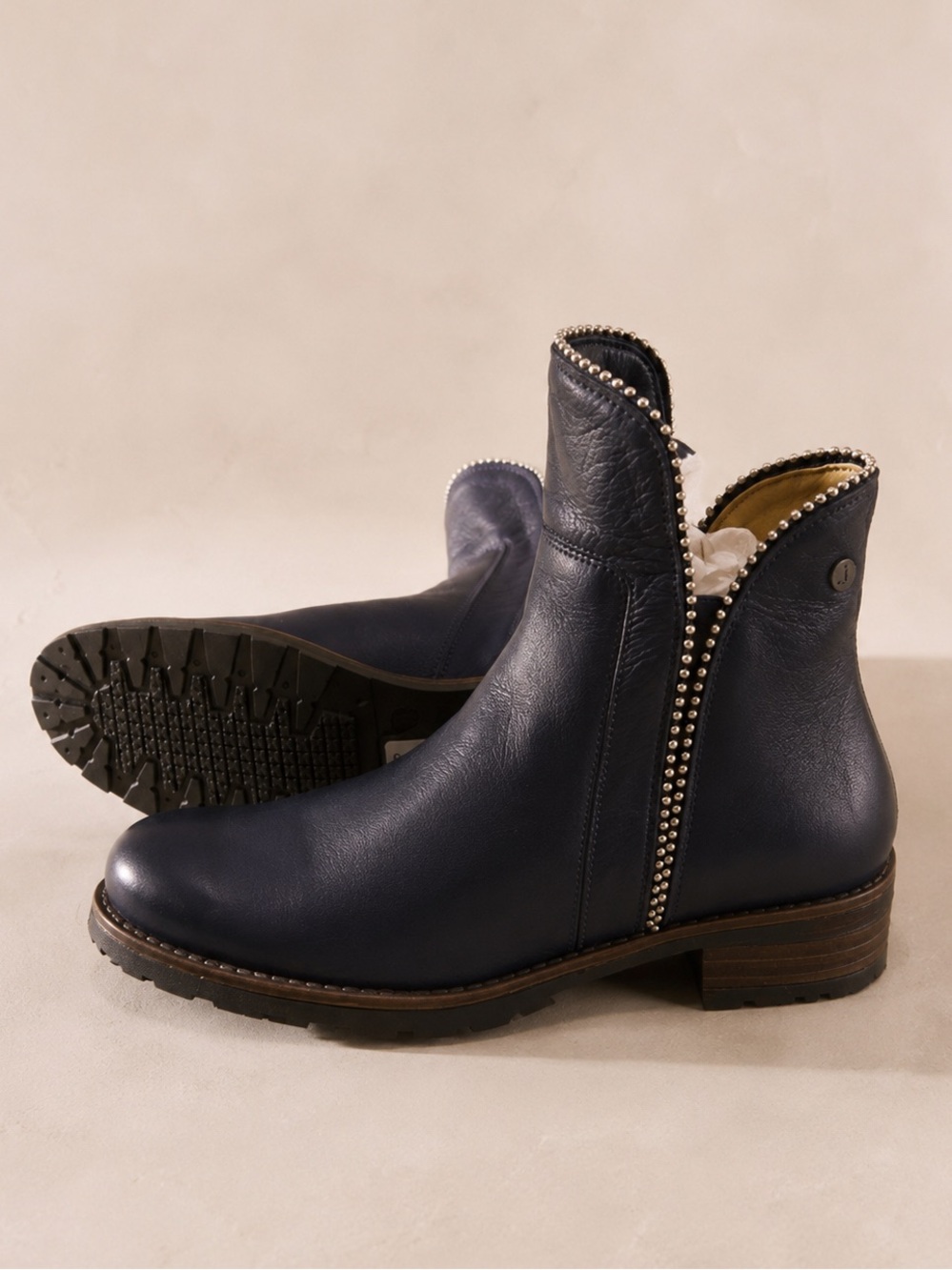 Jafa Boho Moto Handmade Distressed Leather Biker Ankle Boots 38 7.5-8 Indigo
